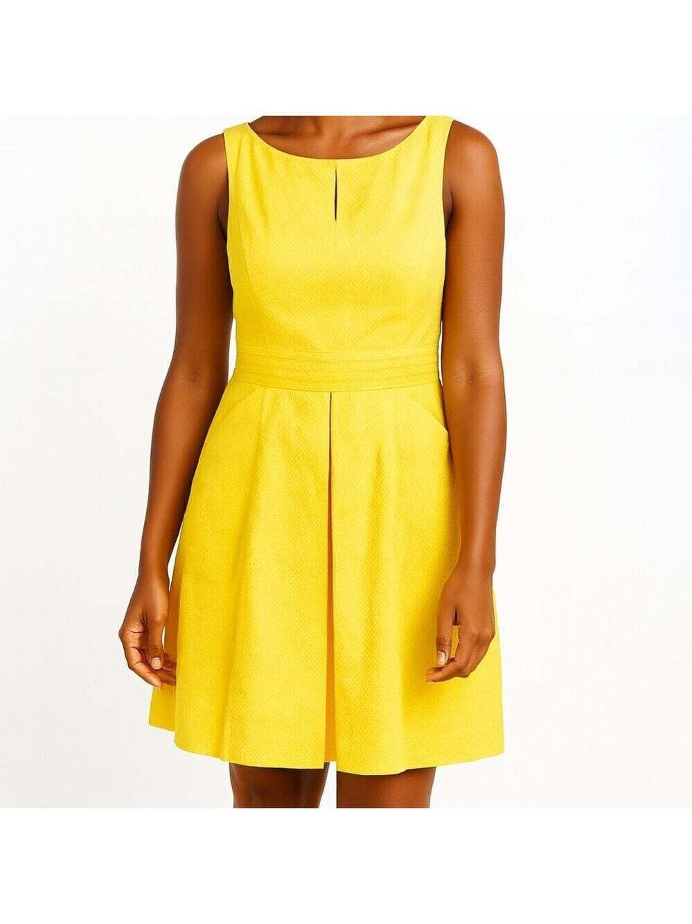 Ralph Lauren Yellow Sleeveless Fit and Flare Dress Size 10 Lined Classic Chic